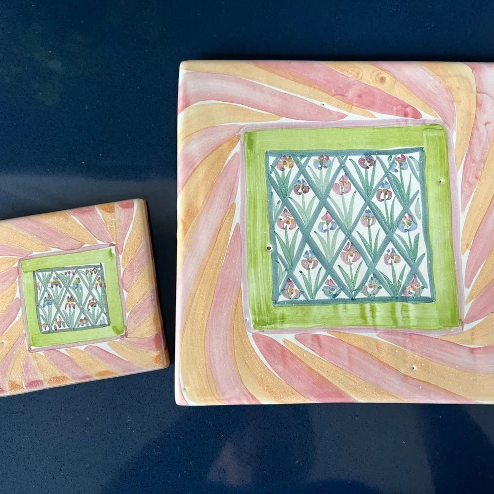 RARE 1983 MacKenzie-Childs Trivets/Hot Plates 2-Piece Set